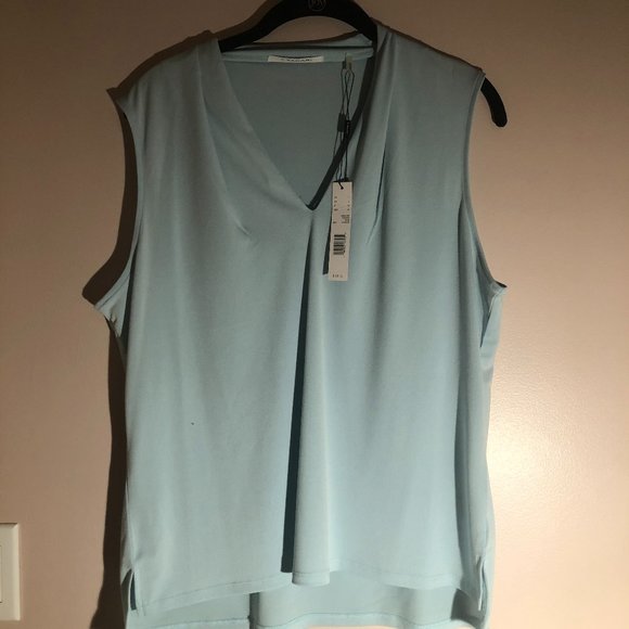 Tahari Tops - TAHARI Light Blue V-Neck Blouse - Size L NWT